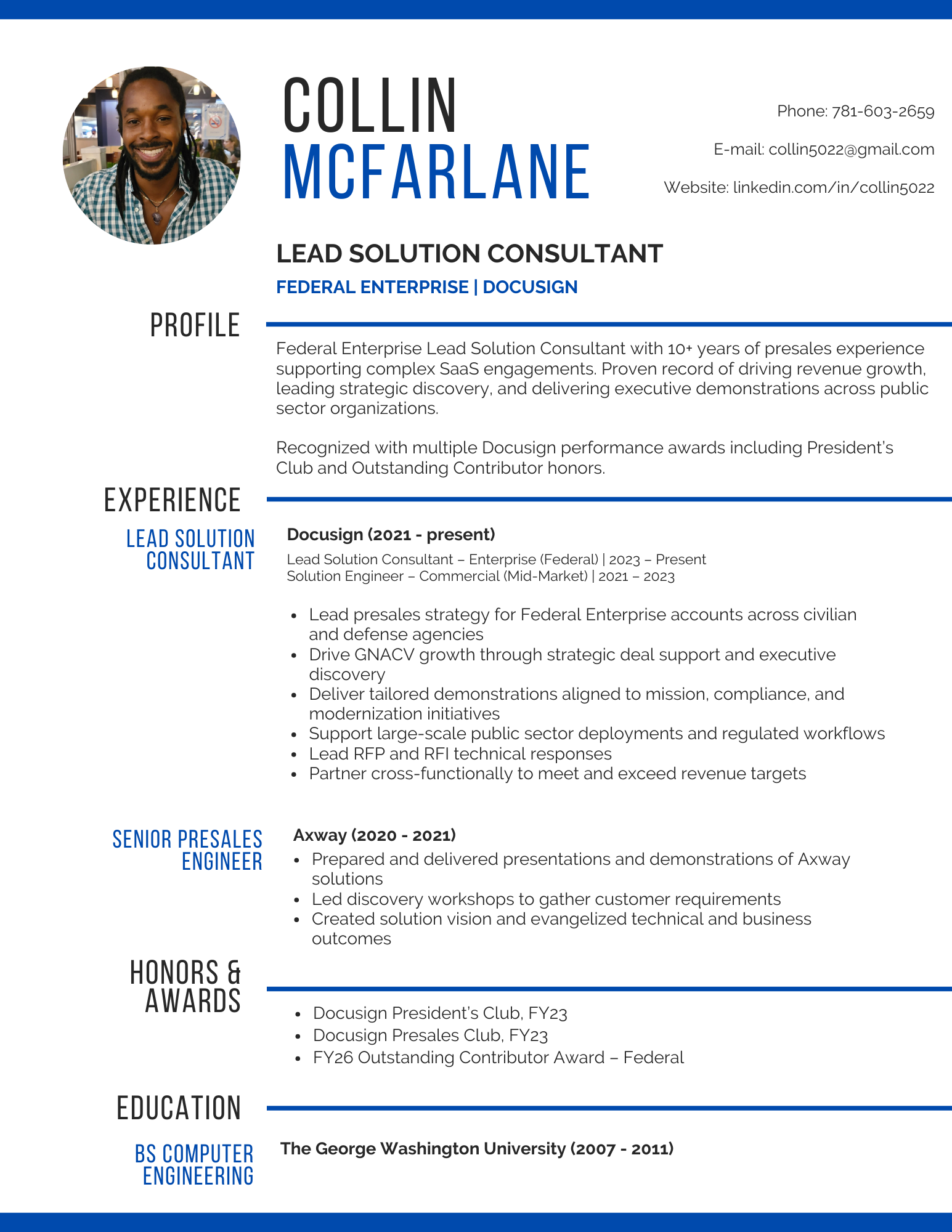 Collin McFarlane Resume